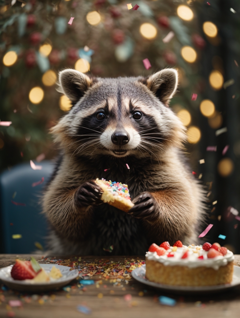 Weber Shandwick - Futures Raccoon eating cake - Generated by AI